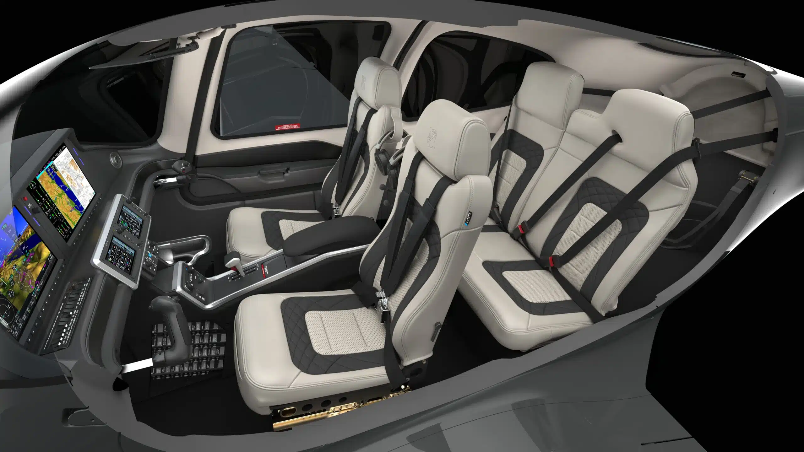 Cirrus SR22T full interior — glass cockpit, four leather seats